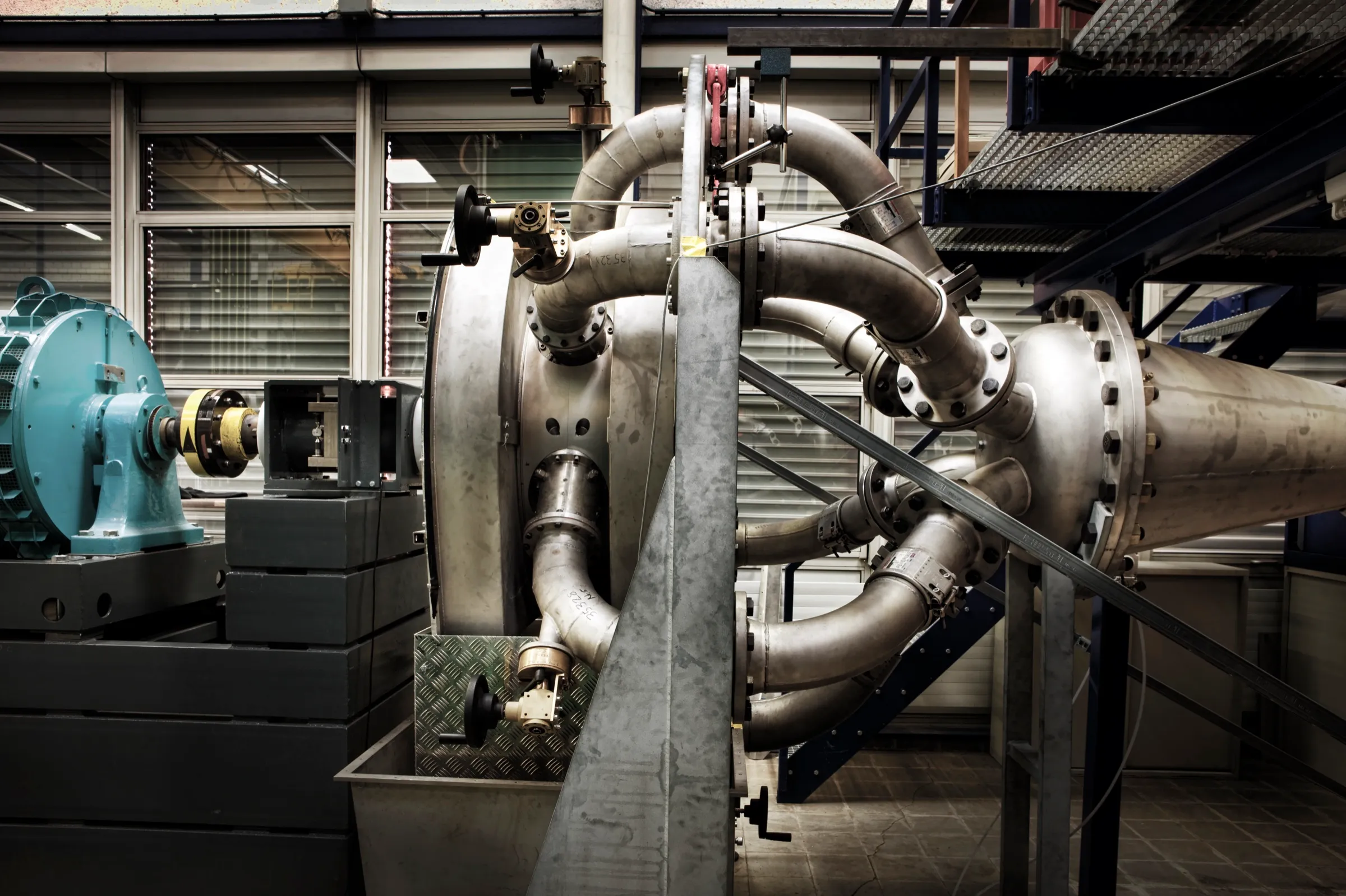 Pelton turbine System Erlach with six nozzles on the test rig